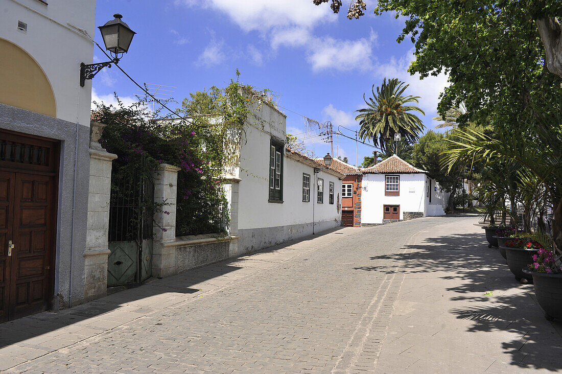 Typical canarian street in the center of Tacoronte, Tenerife, Canary Islands, Spain