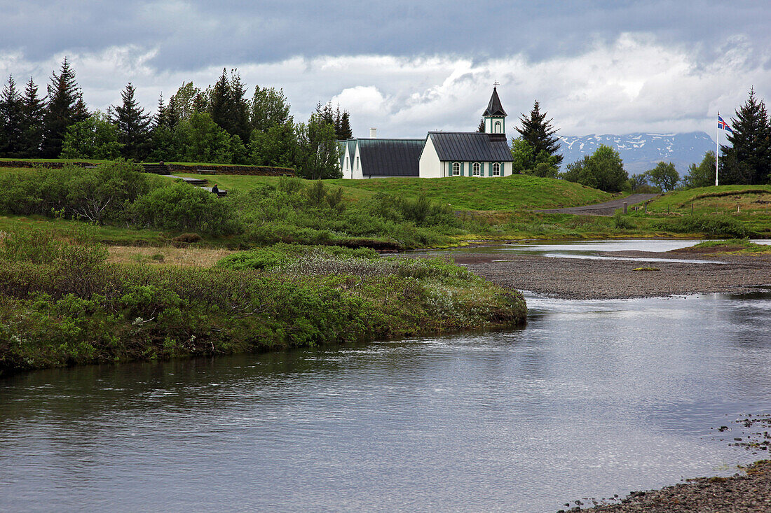 Church In The Thingvellir National Park, Site Of The Former Parliament Where The Independence Of Iceland Was Declared, Listed As A World Heritage Site By Unesco, Fault Zone And Active Volcano Area, Golden Circle, Southern Iceland, Europe, Iceland