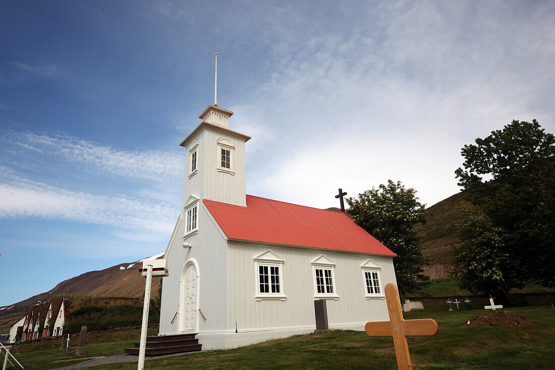 Open-Air Museum Laufas, Former Peat Farm With Church, Eyjafjordur, Europe, Iceland