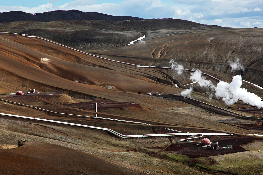 Geothermal Energy Plant, Geothermal Zone Of Namafjall With Colorful Volcanic Deposits, A Veritable Maze Of Solfatara And Boiling Mud Springs, Region Of Lake Myvatn, Northern Iceland, Europe, Iceland