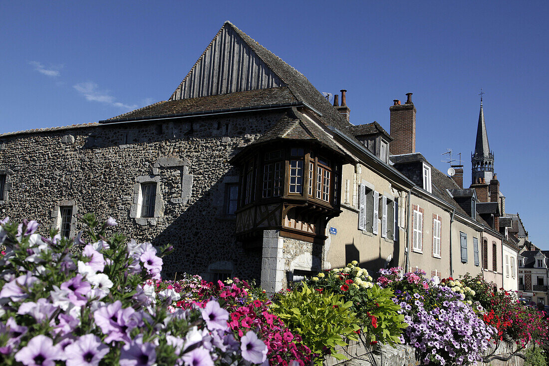 Old Houses In The Flowering Town, Bonneval, Eure-Et-Loir (28), France