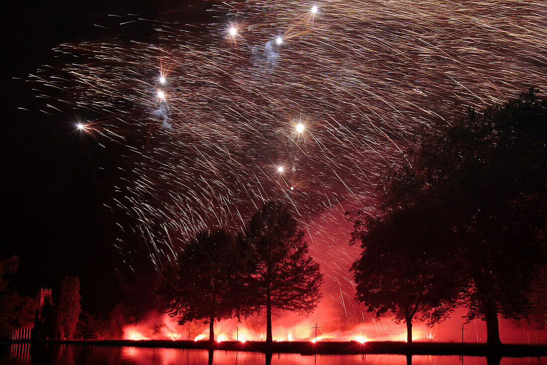 Fireworks In The Park Of The Chateau d'Anet, Ceremony For The Return Of The Remains Of Diane De Poitiers To The Burial Chapel Of The Chateau d'Anet, May 29, 2010, Eure-Et-Loir (28), France