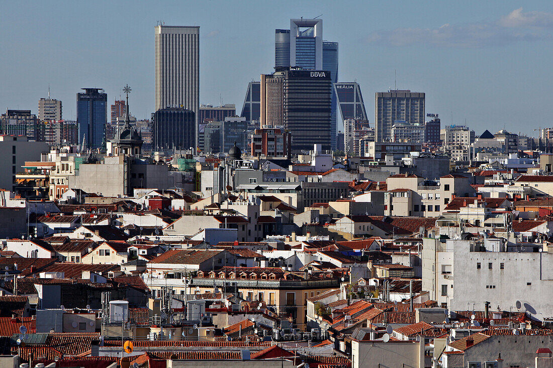 General View Over The Roofs Of The City And The Business District, Madrid, Spain