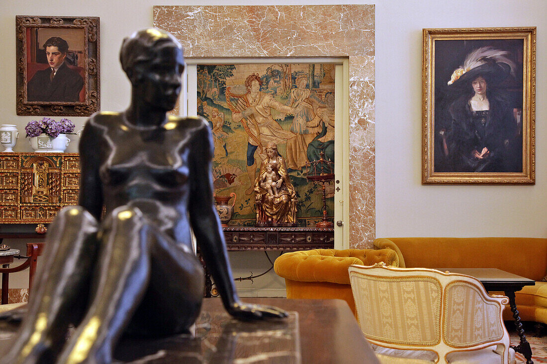 Statue And Paintings In The Museum Home Of The Painter Joaquin Sorolla, Madrid, Spain