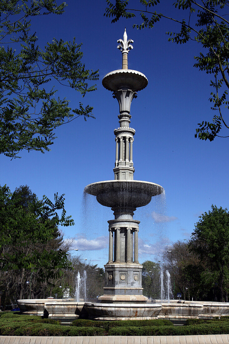 Fountain On The Paseo De Camoens, Parque Del Oeste, Madrid, Spain