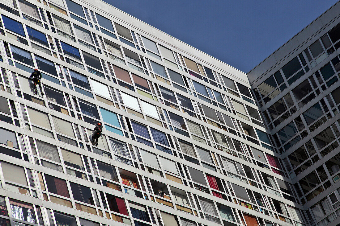 Maintenance Work On A Subsidized Housing Apartment Building, Rue Du Commandant Mouchotte, 14Th Arrondissement, Paris, France