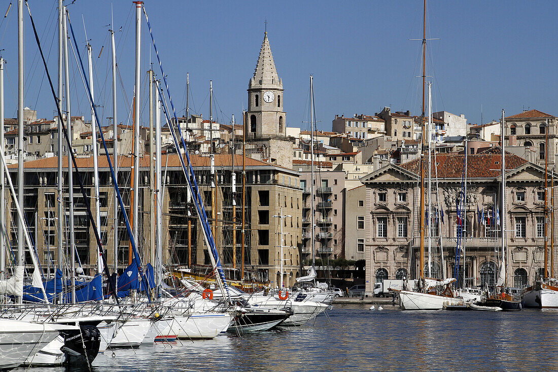 The Old Port And City Hall, Marseille, Bouches-Du-Rhone (13), France