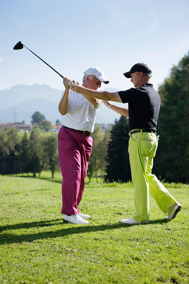 Golf lesson, Prien am Chiemsee, Bavaria, Germany