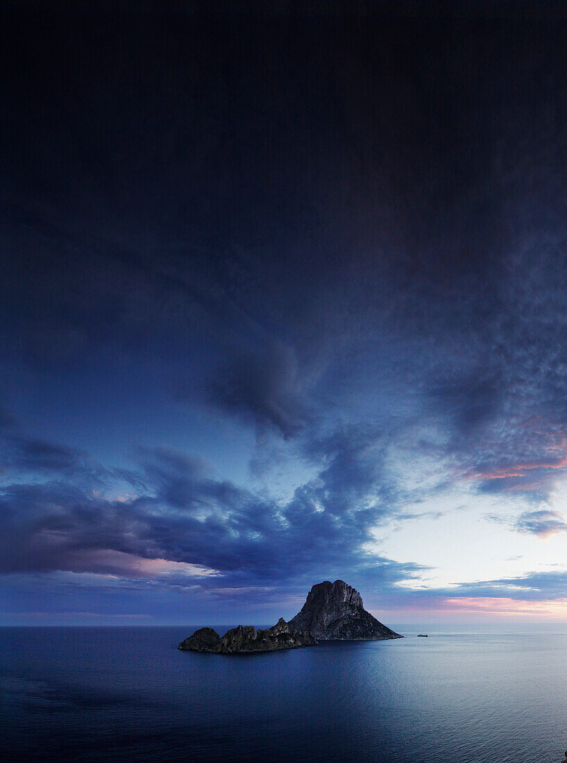 View from Ibiza to Es Vedra and Es Vedranell, Balearic Islands, Spain