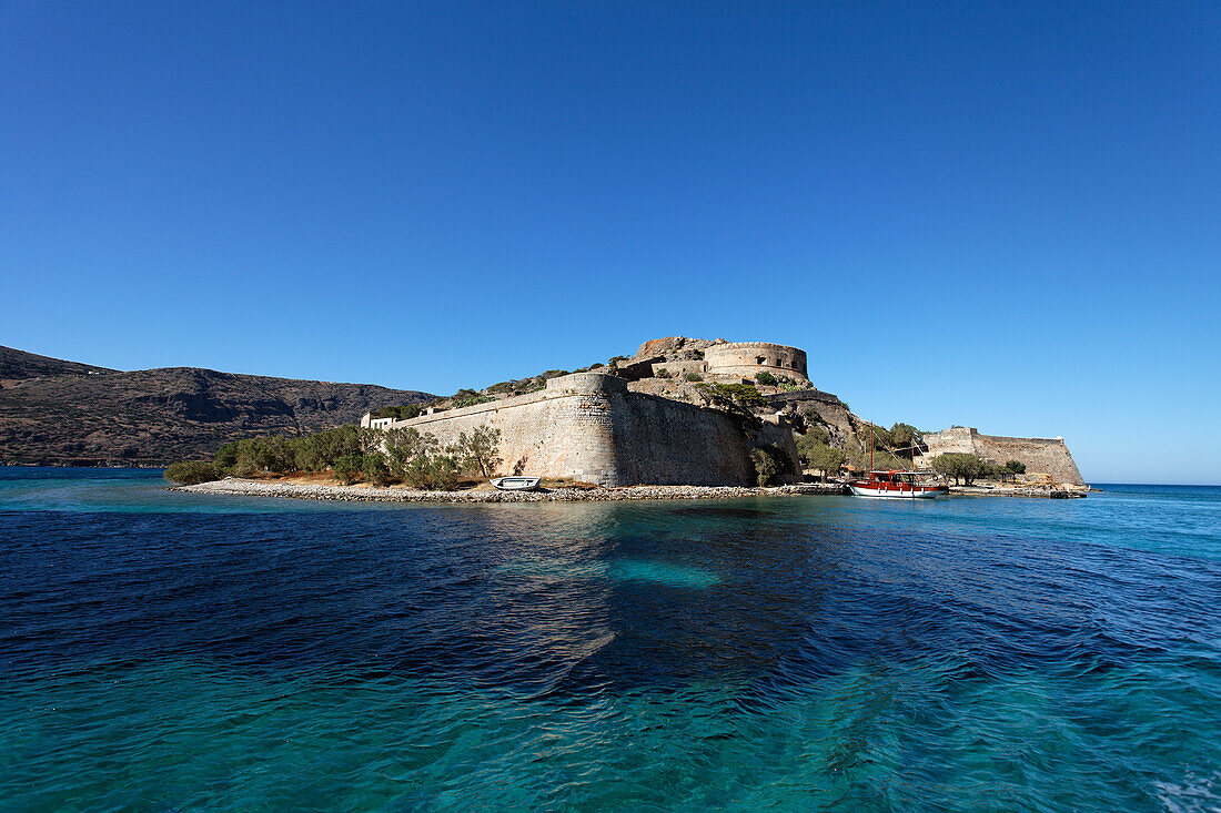 Venetian fortress, Island of Spinalonga, Lasithi prefecture, Gulf of Mirabella, Crete, Greece