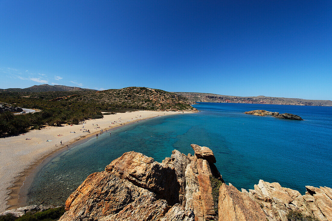 Palmenstrand von Vai, größter natürlicher Palmenhain Europas, Vai, Präfektur Lasithi, Kreta, Giechenland