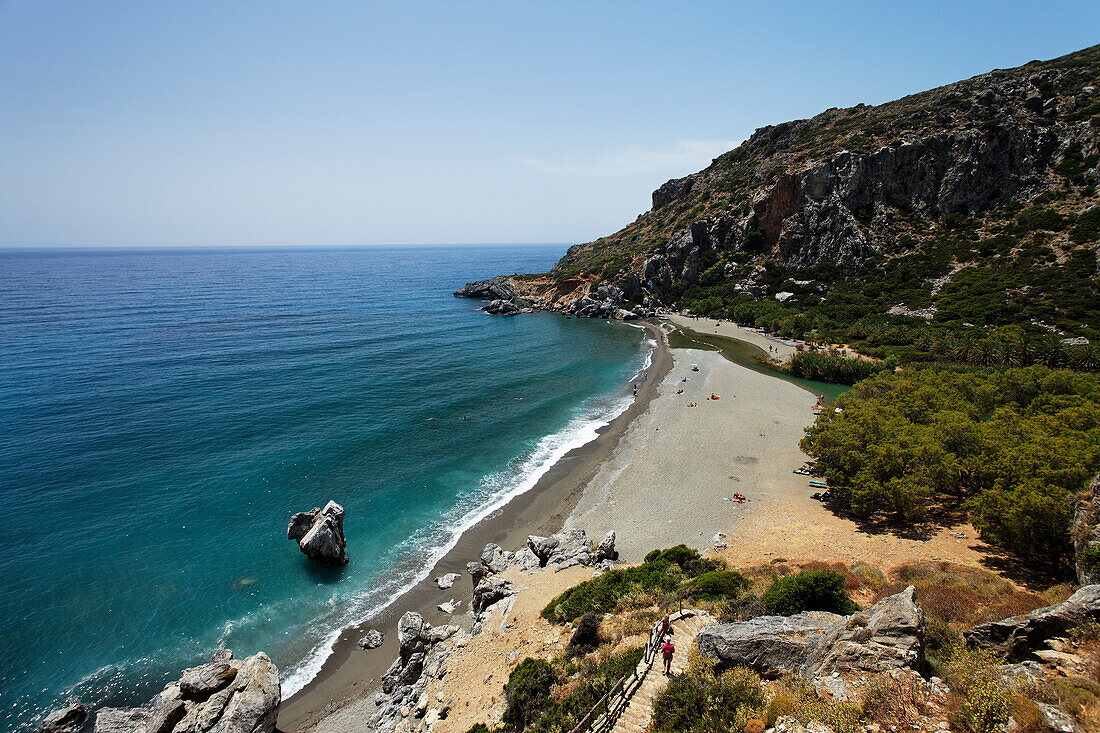 Palmenstrand von Preveli, Finikas, Präfektur Rethymno, Kreta, Griechenland