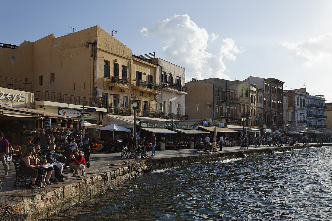 Restaurants Venetian port, Chania, Crete, Greece
