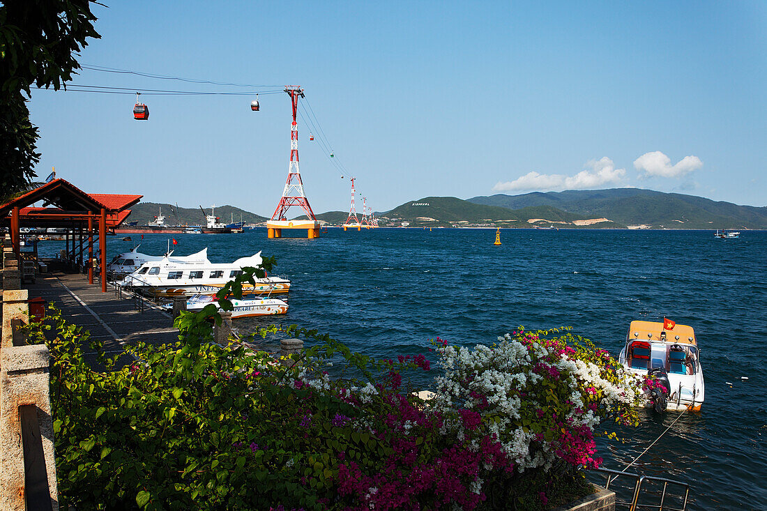 Gondola cableway, Vinpearl Island Resort in background, Hon Tre, Nha Trang, Khanh Ha, Vietnam