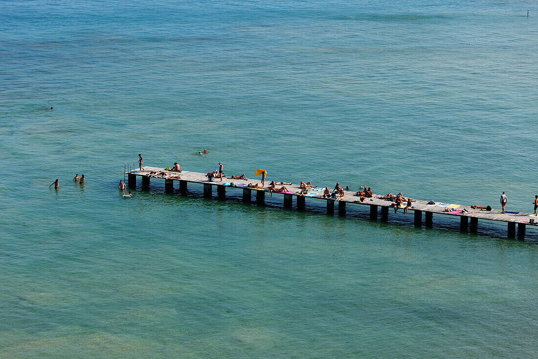 Boardwalk, Sirmione, Lake Garda, Veneto, Italy