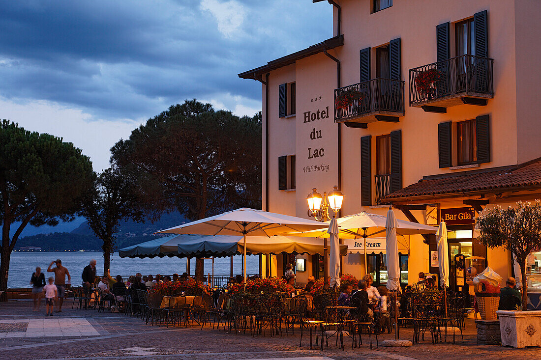 Square, evening, Menaggio, Lake Como, Lombardy, Italy