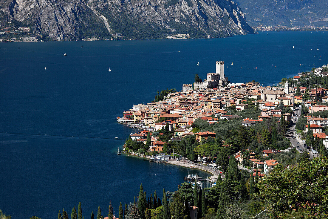 Panorama, Skaligerburg, Malcesine, Gardasee, Venetien, Italien