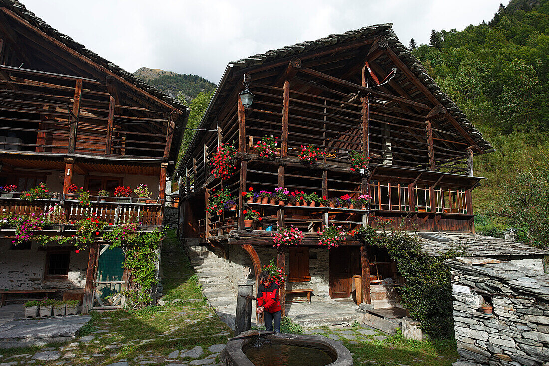 Hiking, Walser hut, Museum,  Alagna, Valsesia, Piedmont, Italy