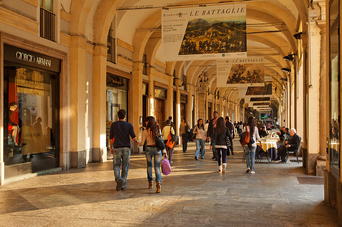 Covered pavement, Piazza San Carlo, Turin, Piedmont, Italy