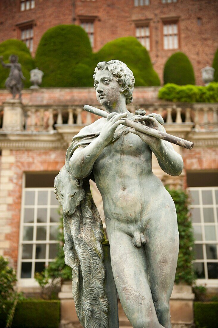 One of the lead statues in the grounds of Powis Castle, welshpool, Powys, WALES, UK