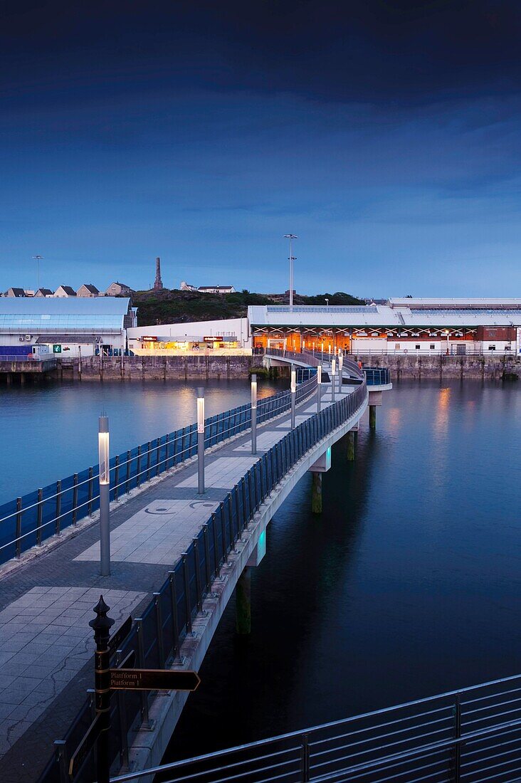 The Millennium footbridge connecting Holyhead with the railway station, Anglesey north Wales UK