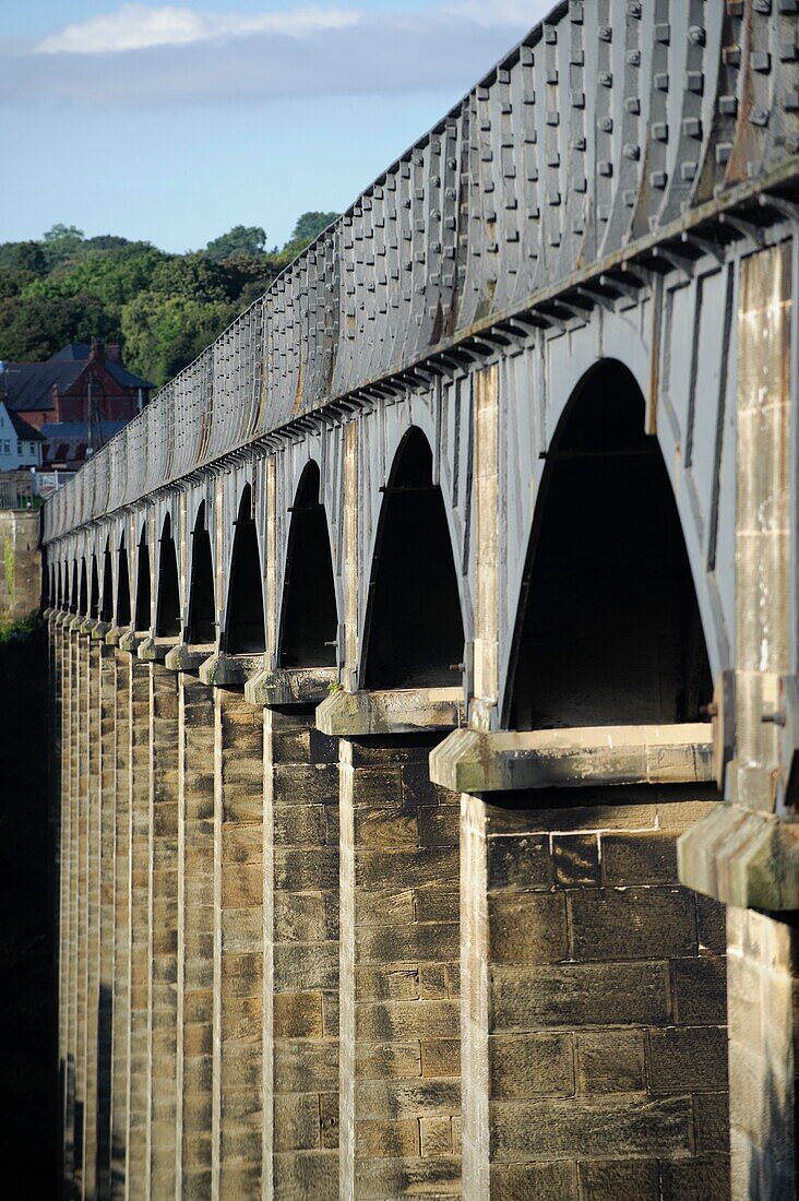 Pontcysyllte Aqueduct carrying the Llangollen Canal over the River Dee Designed by Thomas Telford, now a designated World Heritage Site