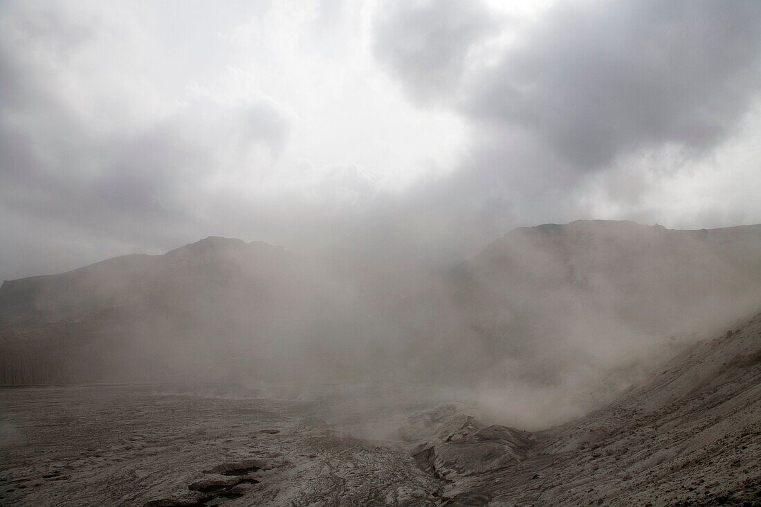 Thorsmork - Iceland, June 9, 2010 : Volcanic ash from Eyjafjallajokull volcano is still blowing around south and southwest Iceland The view towards Gigjokull and Eyjafjallajokull glaciers from the Thorsmork Þórsmörk area, which is a popular travel …