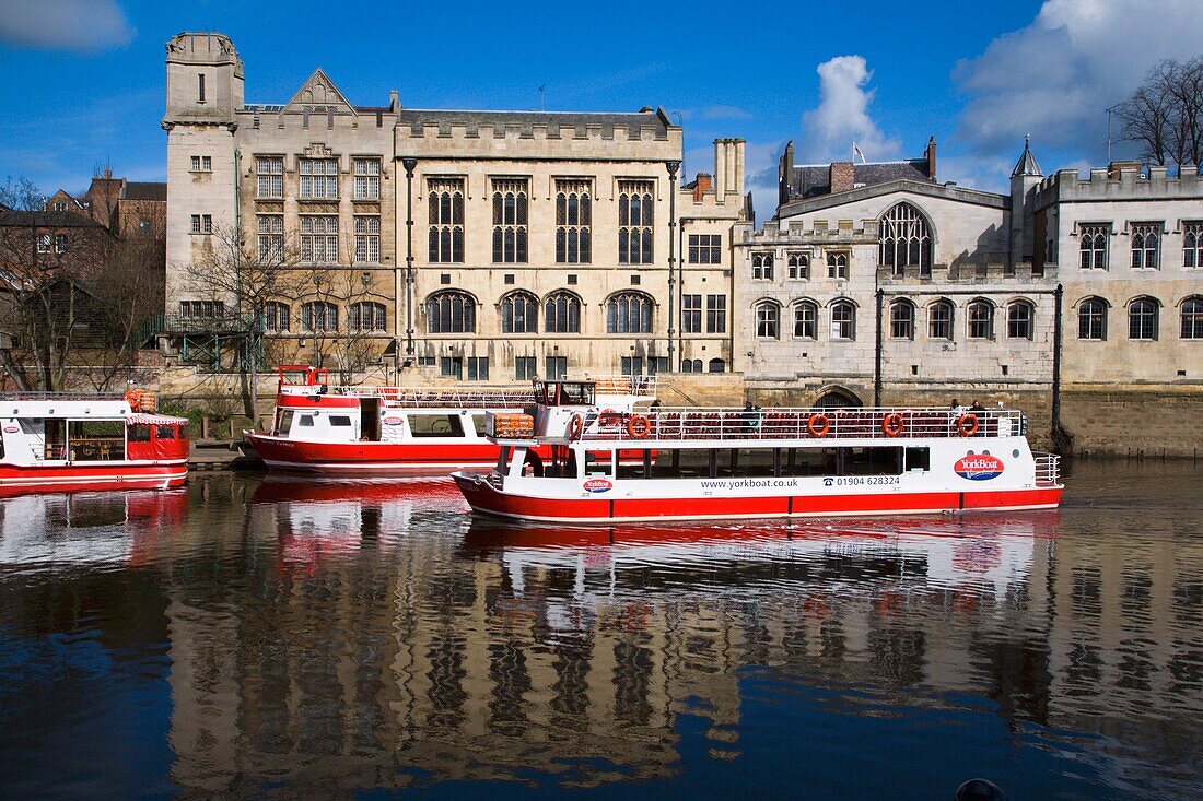 Pleasure Boat on The Ouse by The Guildhall York North Yorkshire