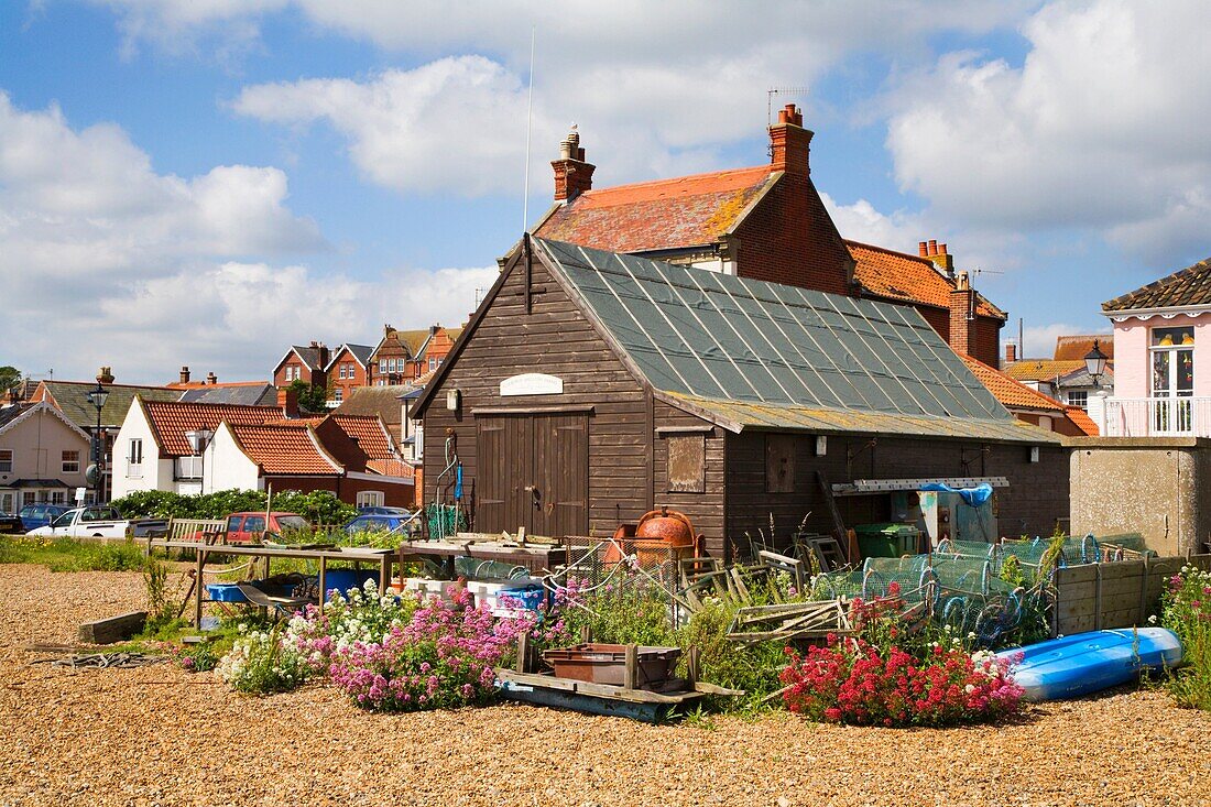 Beach Hut and Flowers Aldeburgh, Suffolk England