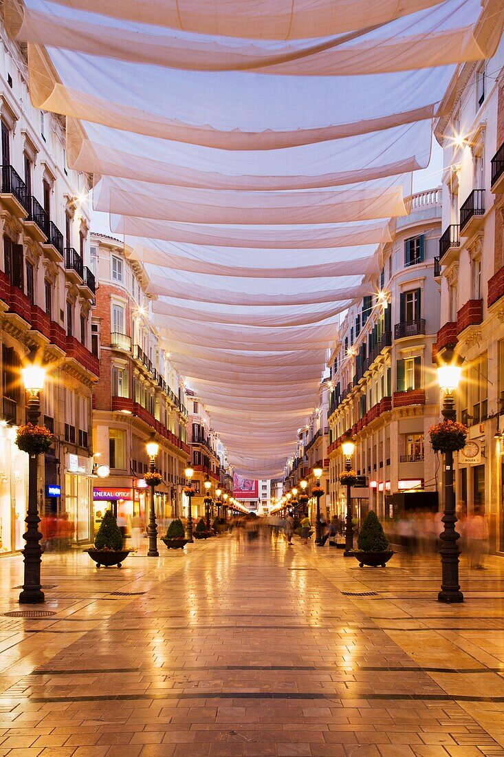 Calle Marques de Larios at Night Malaga Spain