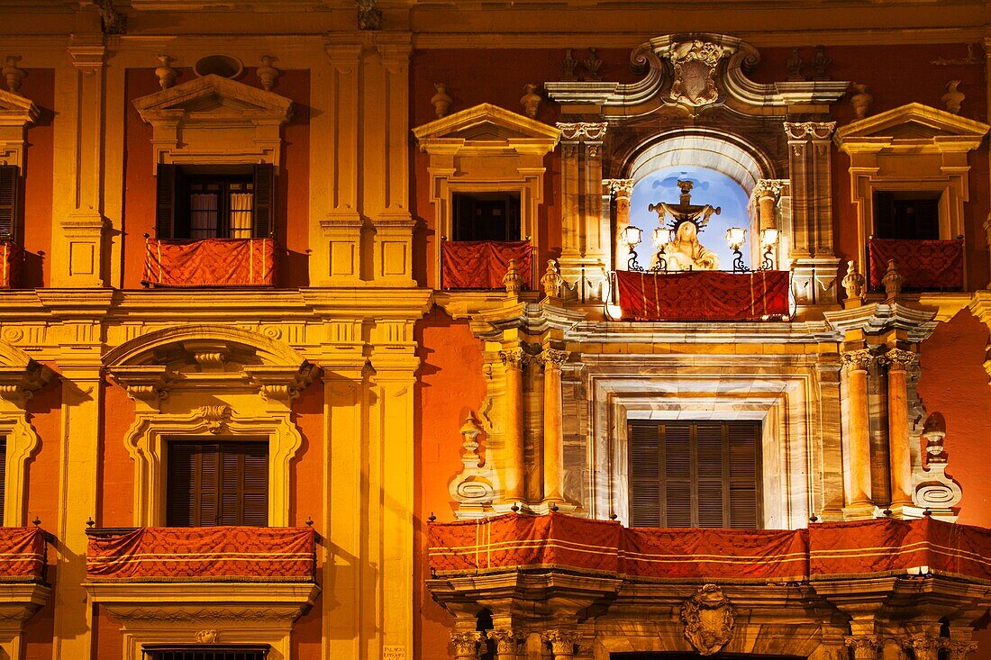 The Bishops Palace at Night Malaga Spain