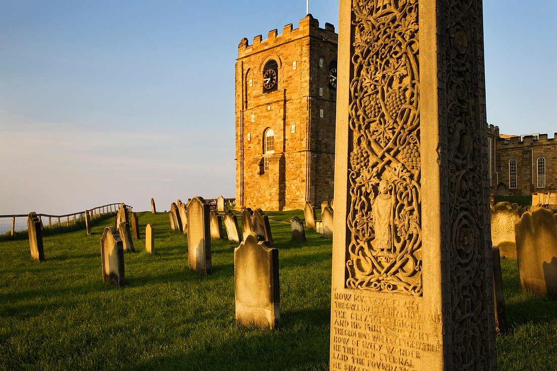 Caedmons Cross and St Marys Church Whitby Yorkshire England