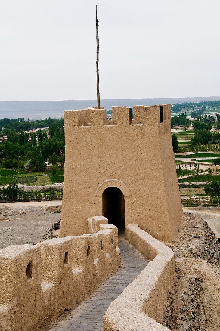 The great wall of China at Jiayuguan is the ending point in the west.