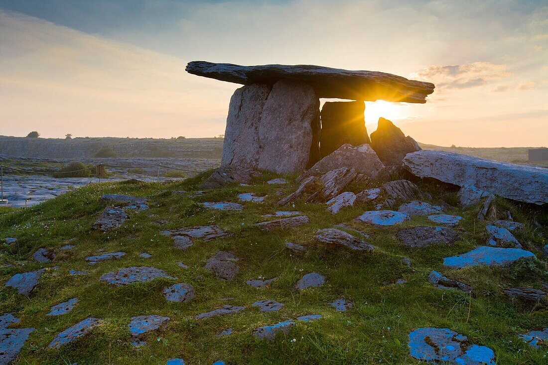 Poulabrone Megalithic Tomb with rising sun
