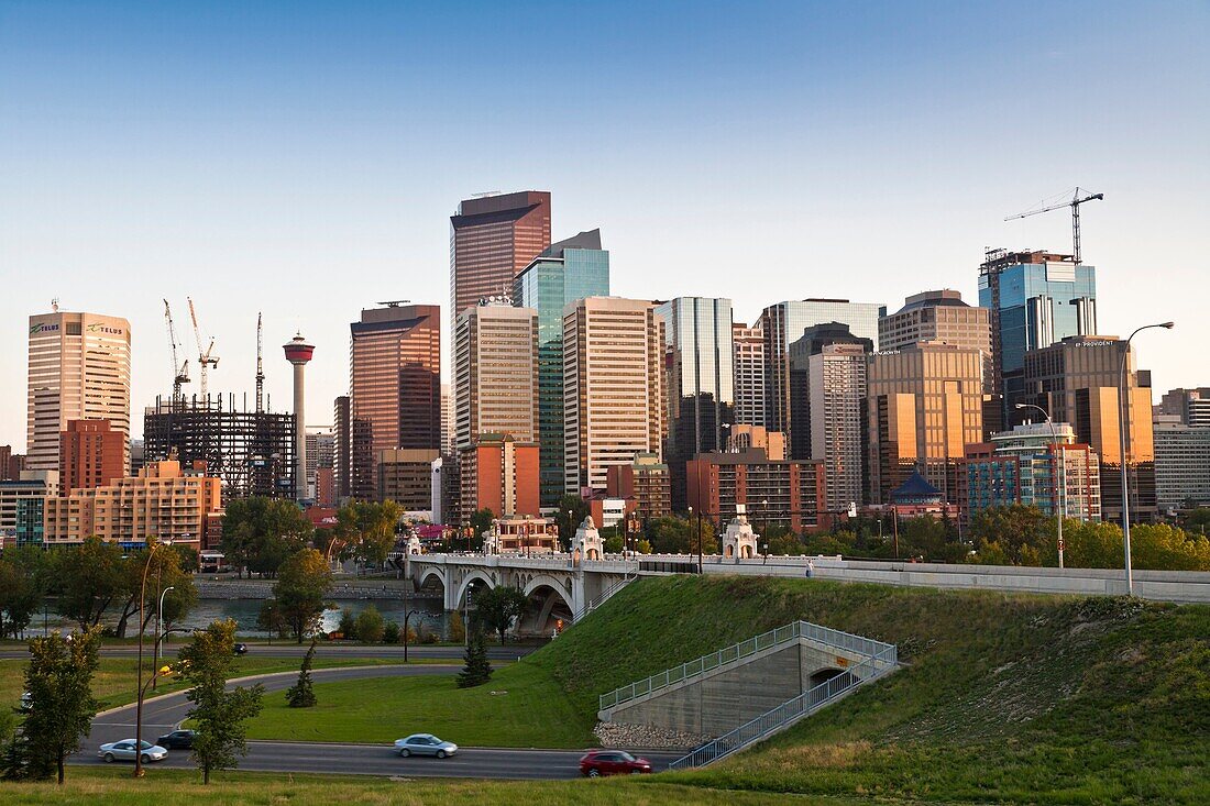 Calgary skyline at dusk, Alberta, Canada