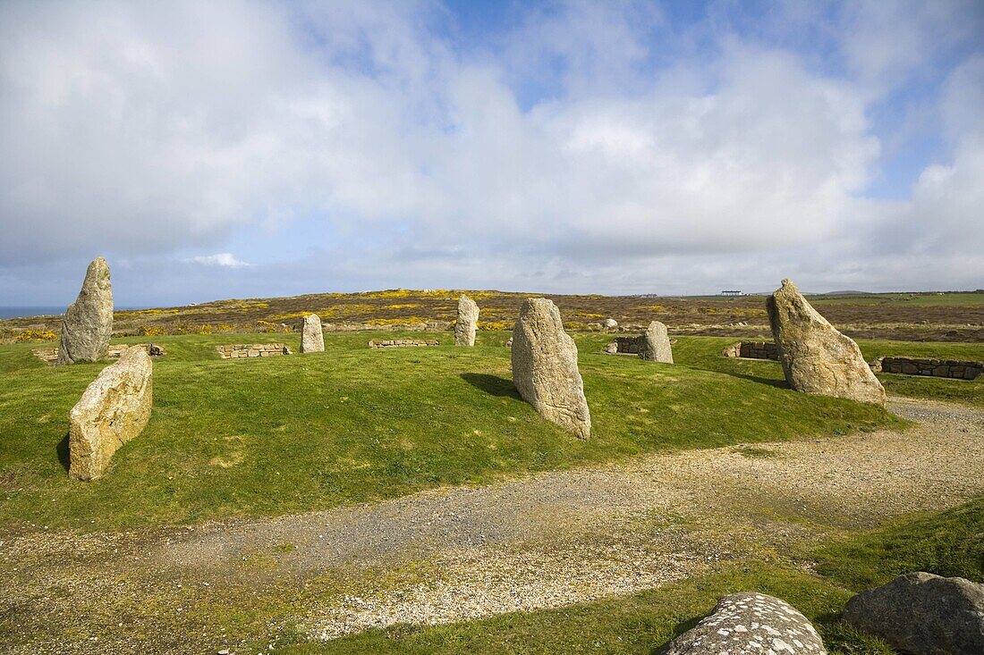 Stone circle at Land's End. Penn an Wlas. Cornwal. England. UK.