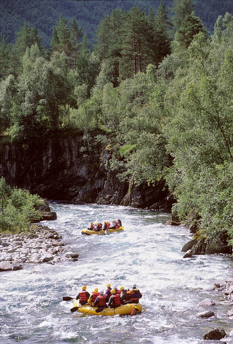 Norway, More og Romsdal county, Sunnmore region, Whitewater rafting on Valldola river