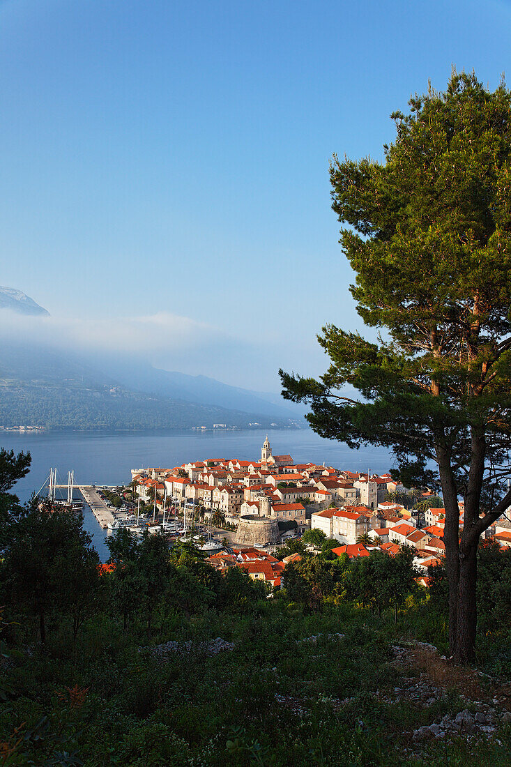 Blick auf die Altstadt von Korcula, Korcula, Dubrovnik-Neretva, Dalmatien, Kroatien