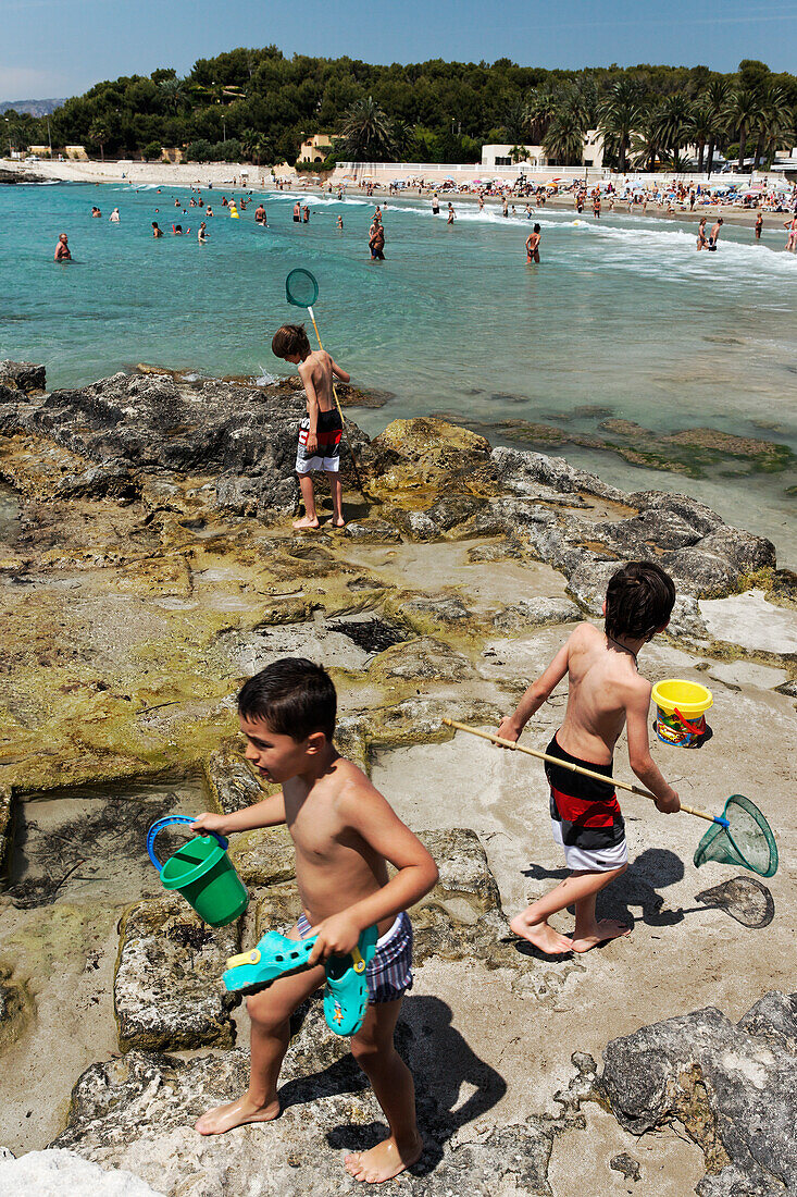 Strand, Teulada Moraira, Provinz Alicante, Spanien