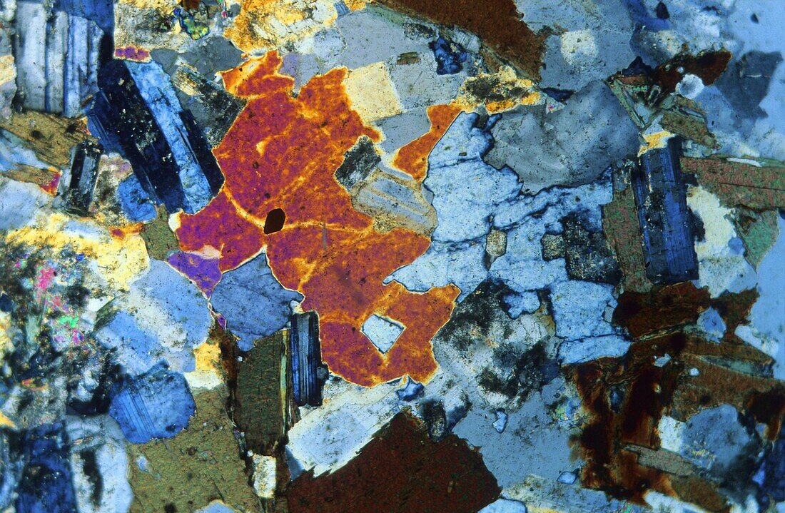 Biotitic granite Igneous rocks Pyrenees Spain Petrograhic microscope