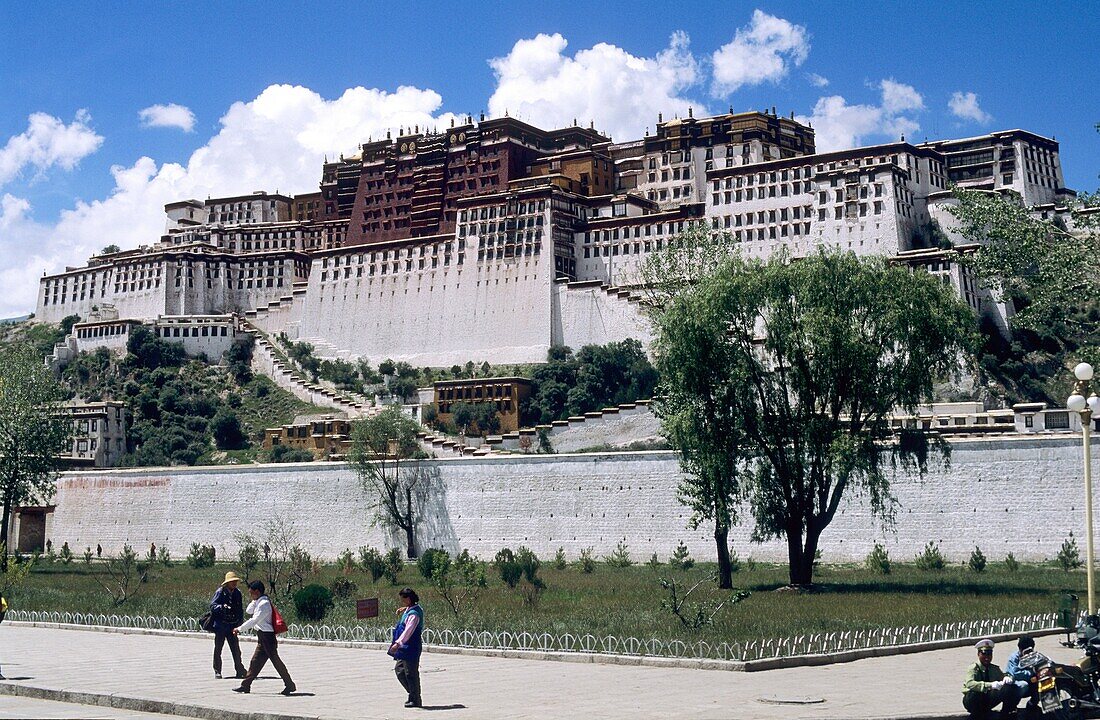 Giant fortress in the red mountain, Marpo ri or Potala palace, Budala gong Lhasa, Tibet