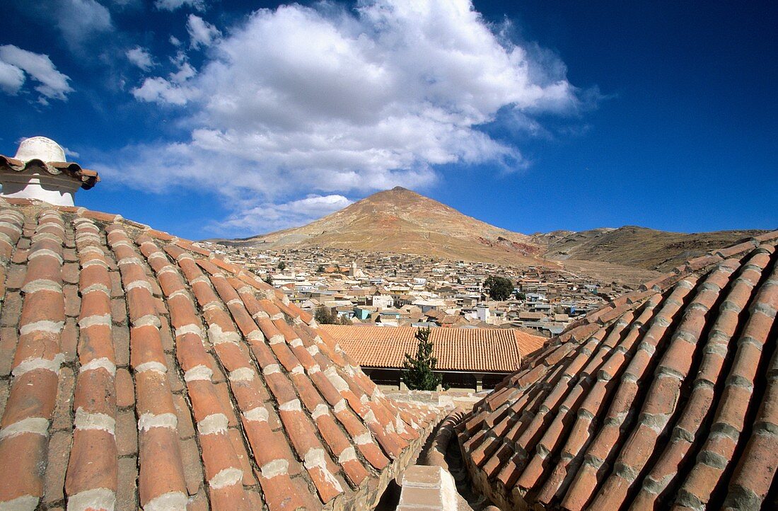 Panorama of the town and the Cerro Rico Potosi Bolivia
