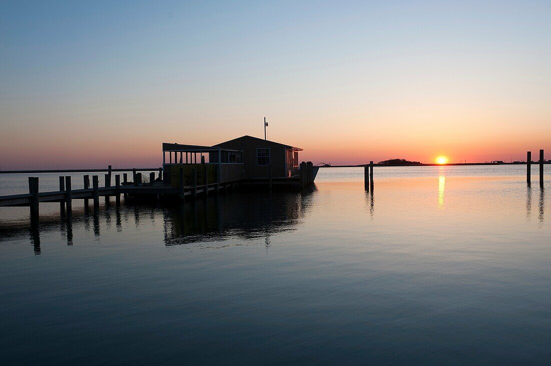 Smith Island crab shack at sunset