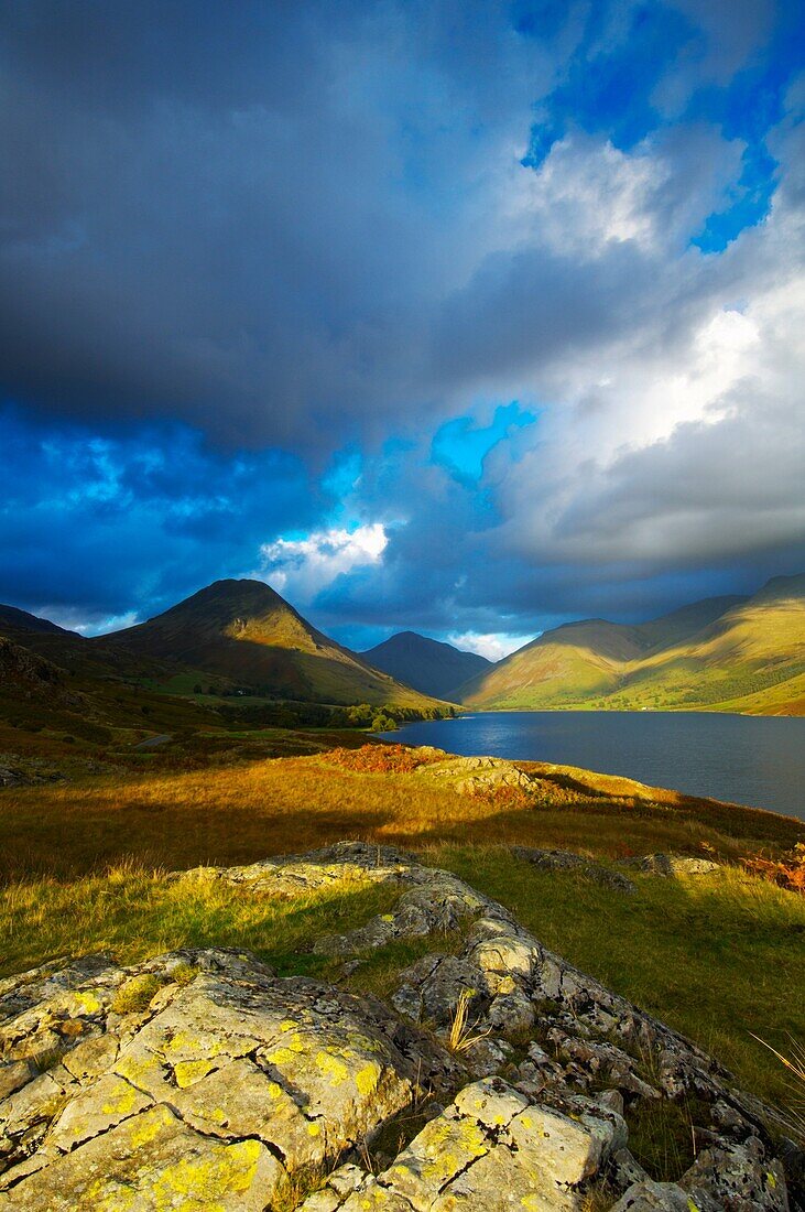 Wast Water in autumn in The Lake District National Park Cumbria England
