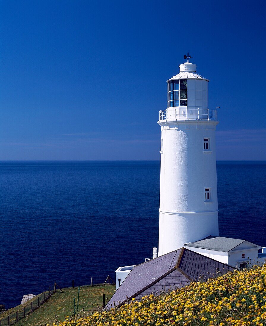 The lighthouse at Trevose Head on the North Cornwall coast near Padstow, Cornwall, England, United Kingdom