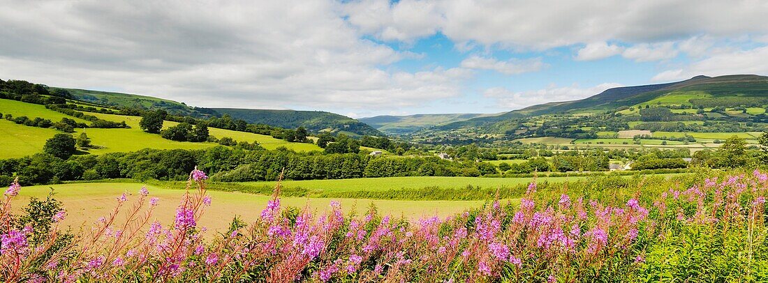The Usk Valley near Crickhowell in the Brecon Beacons National Park Wales, United Kingdom