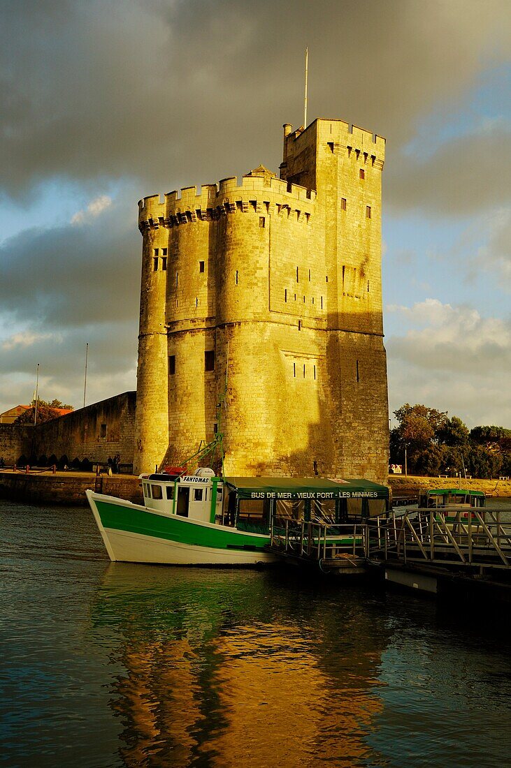 The Tour St Nicolas at the entrance to the old port of La Rochelle on the Atlantic Coast of France