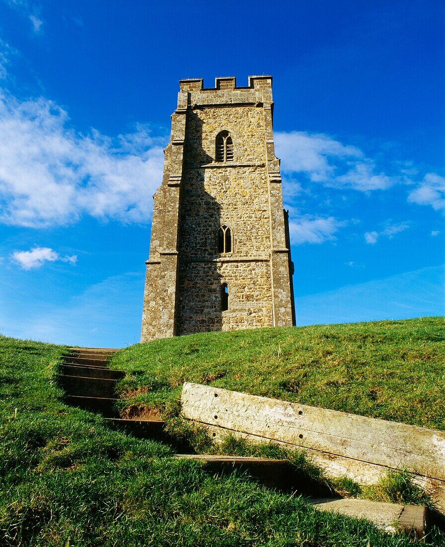 St Michaels Tower on the top of Glastonbury Tor, Somerset, England, United Kingdom