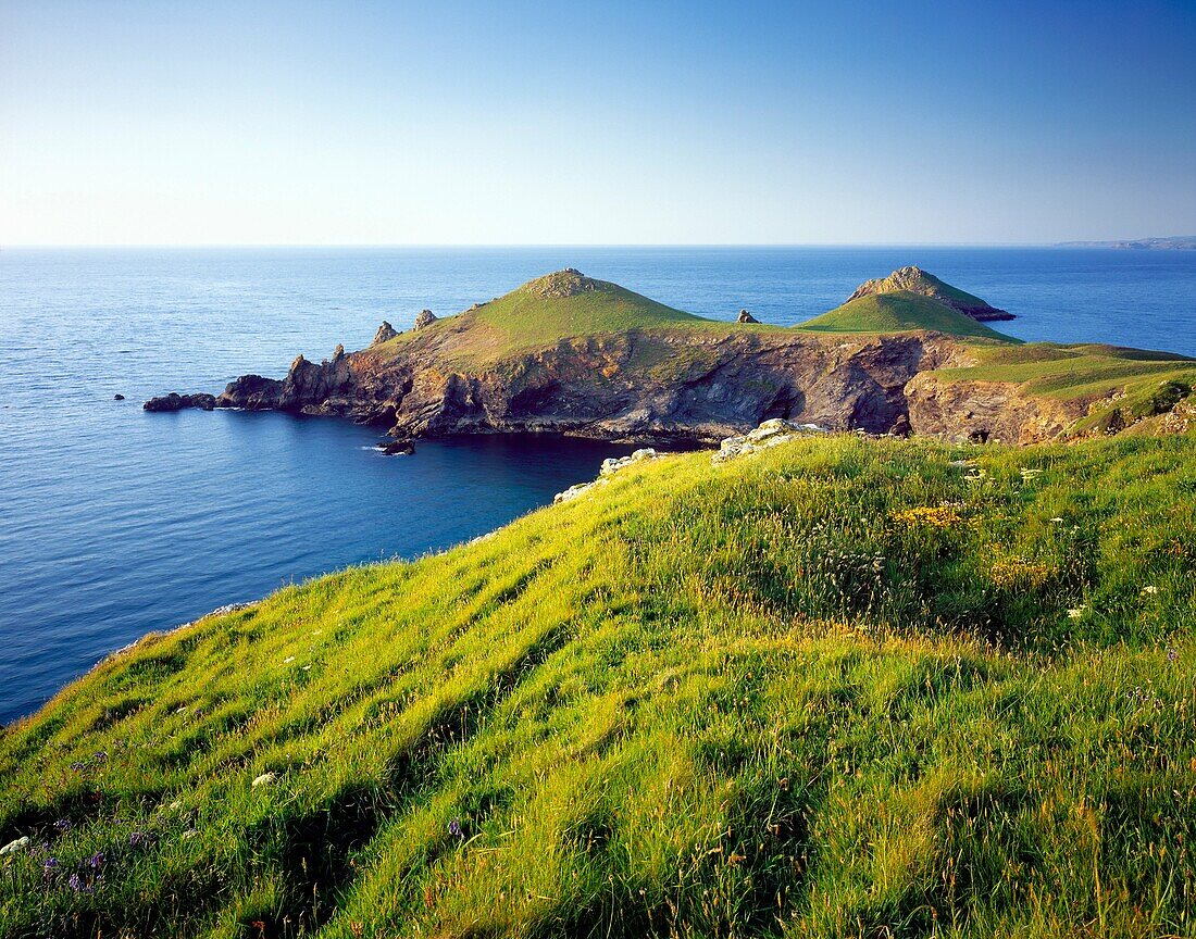 Rumps Point and The Mouls on the Pentire Headland near Polzeath, Cornwall, England, United Kingdom