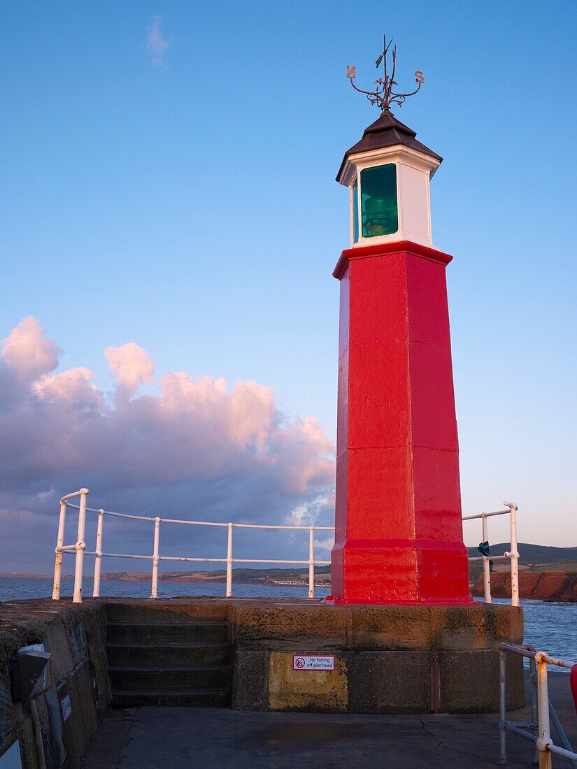 Watchet Harbour Marina lighthouse, Somerset, England, United Kingdom